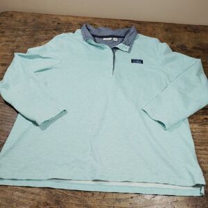 Vintage LL Bean Top Sz 1X Pullover Shirt Auqa Blue Collared Y2K Polo